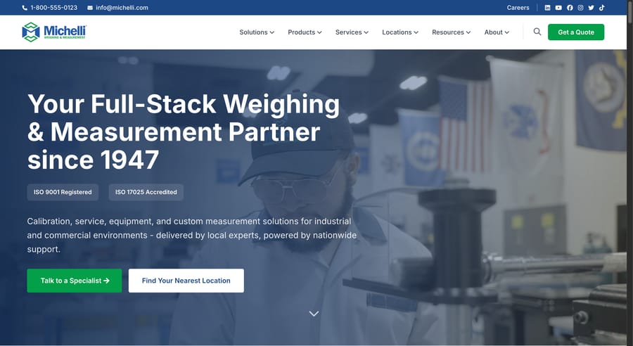 Micheli Weighing and Measurement website redesign 2026