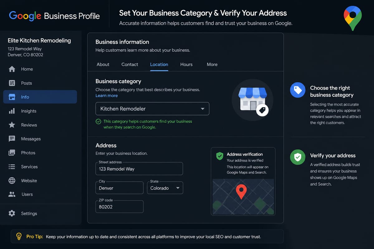 Google Business Profile category and address ranking factors