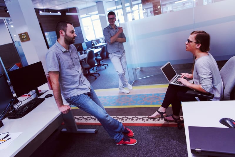 Colleagues in a casual office meeting