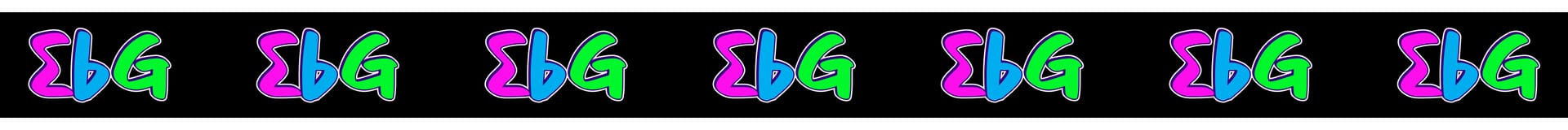 Repeated pattern of colorful 'EbG'